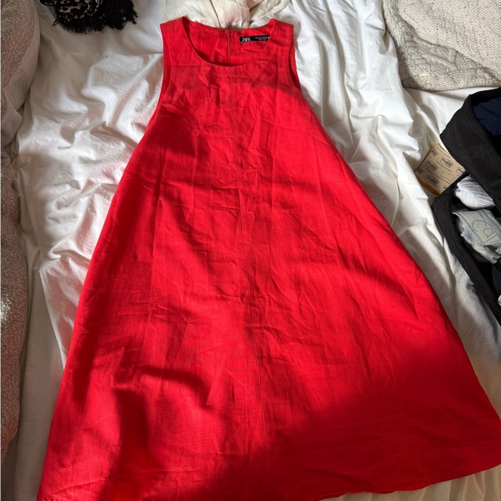 Elegant Red Sleeveless Zara Dress Size Small